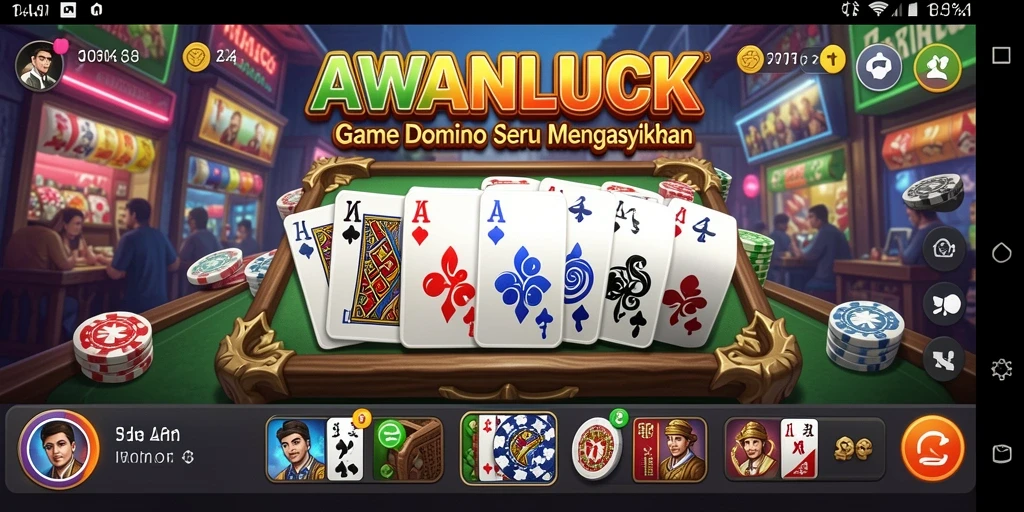 Screenshot gameplay AWANLUCK dengan suasana permainan Domino yang menyenangkan.