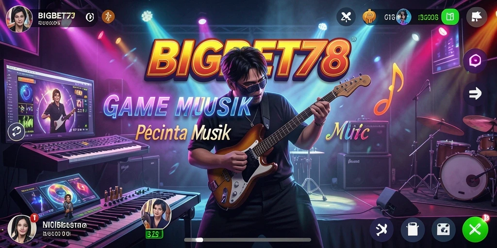 Screenshot gameplay BIGBET78 menampilkan interaksi pemain dengan musik.