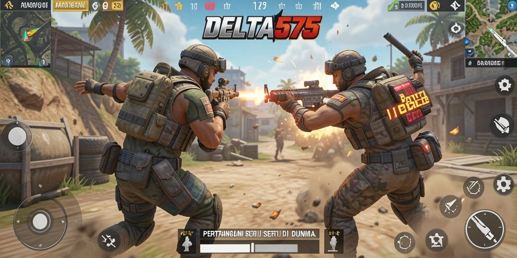 Tampilan seru dari gameplay Battle Royale di DELTA575.