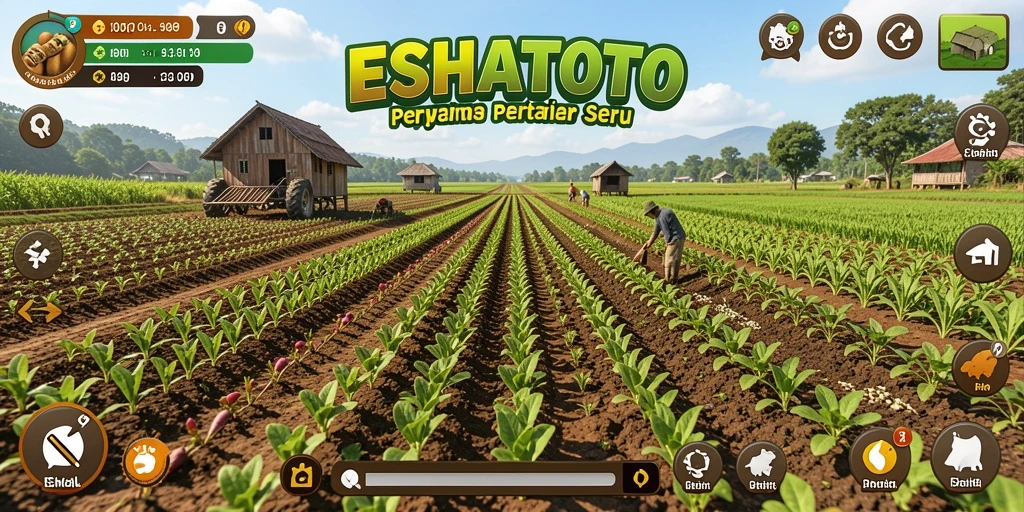 Tampilan permainan ESHATOTO dengan aktivitas berkebun yang menarik.