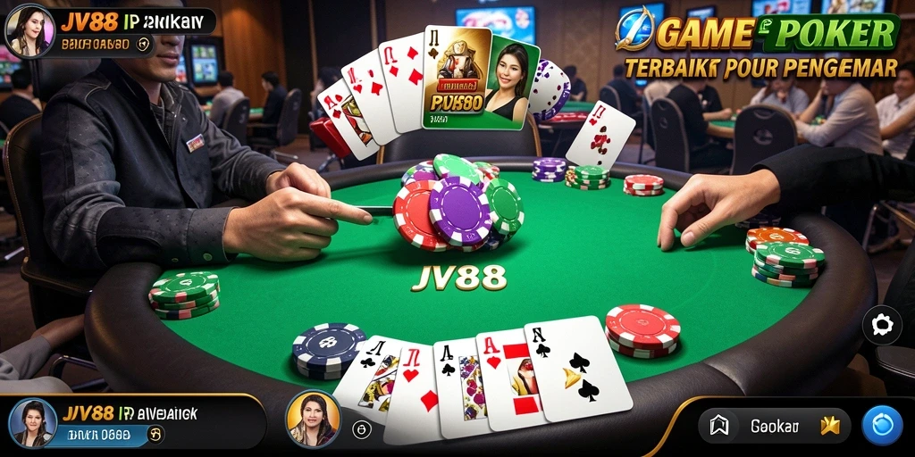 Screenshot JV88 menampilkan pengalaman bermain Poker yang mendebarkan.