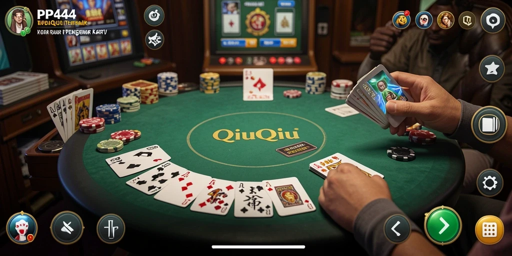 Menampilkan gameplay seru dari permainan QiuQiu di PP444.