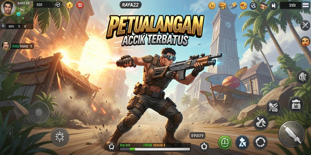 Tangkapan layar menunjukkan aksi seru dalam permainan RAYA22.