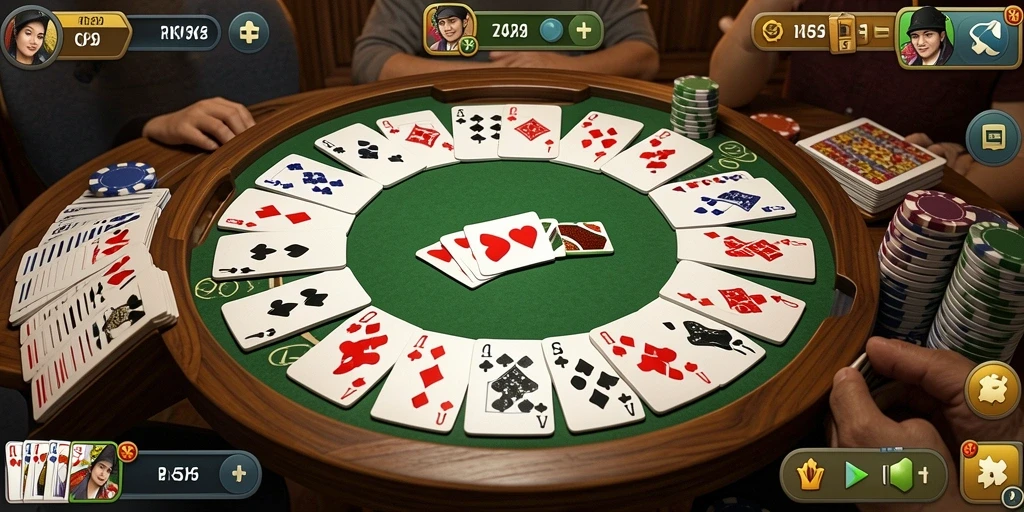 Tampilan gameplay seru Gaple di RK55 dengan teman-teman.