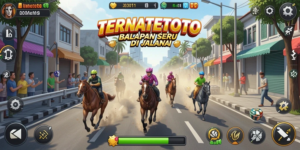 Tangkapan layar utama TERNATETOTO menampilkan aksi balapan yang intens.
