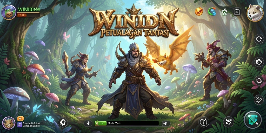 Gameplay seru di dunia fantasi WINIDN penuh tantangan.